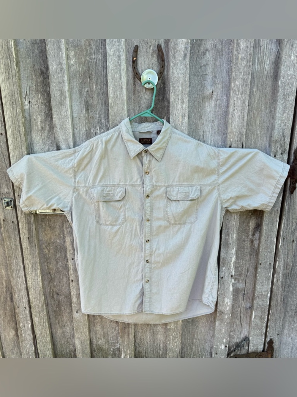 Lincoln Outfitters  Short-Sleeve Button-Down Shirt in Light Khaki 3XL